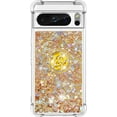 thumbnail image 2 of Glitter Clear Sparkly Bling for Google Pixel 8 Pro Case, Flowing Liquid Quicksand Cover with Diamond Ring Holder Case for Google Pixel 8 Pro  Gold, 2 of 14