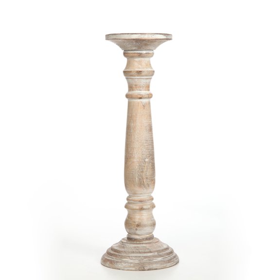 Hosley 14 inch High, Distressed Wood Pillar Holder
