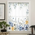 thumbnail image 4 of Flowers Eucalyptus Semi Sheer Curtains Drapes for Living Room, Bedroom, French Doors Window 96 Inches Long, Watercolor Botanical Floral Leaves Rod Pocket Chiffon Curtain Drapery Voile Drape Panel, 4 of 6