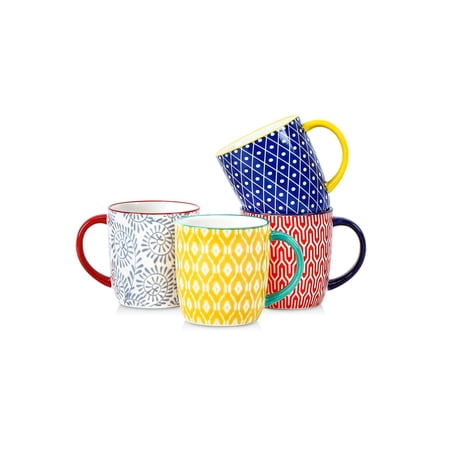 10 oz Coffee Mugs Set of 6 with Handle, Coffee Cups Ceramic for Cappuccino Latte Cocoa Milk Tea, Dishwasher Microwave Safe, Assorted Colors
