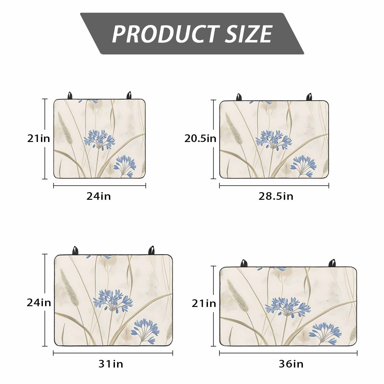 Blue Floral Botanical Spring Stove Top Cover for Electric Stove, Heat-proof & Non Slip Glass Top Stove Cover Protector, Farmhouse Beige Flowers Kitchen Flat Cooktop Rubber Mat 24x21 Inches