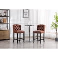 thumbnail image 2 of Guyou Modern Tufted Bar Stool Set of 2, 26" Counter Height Bar Stool with Back and Nailhead Trim, PU Upholstered Solid Wood Kitchen Island Chair Barstools for Bar Restaurant Cafe Dining Room, Brown, 2 of 6
