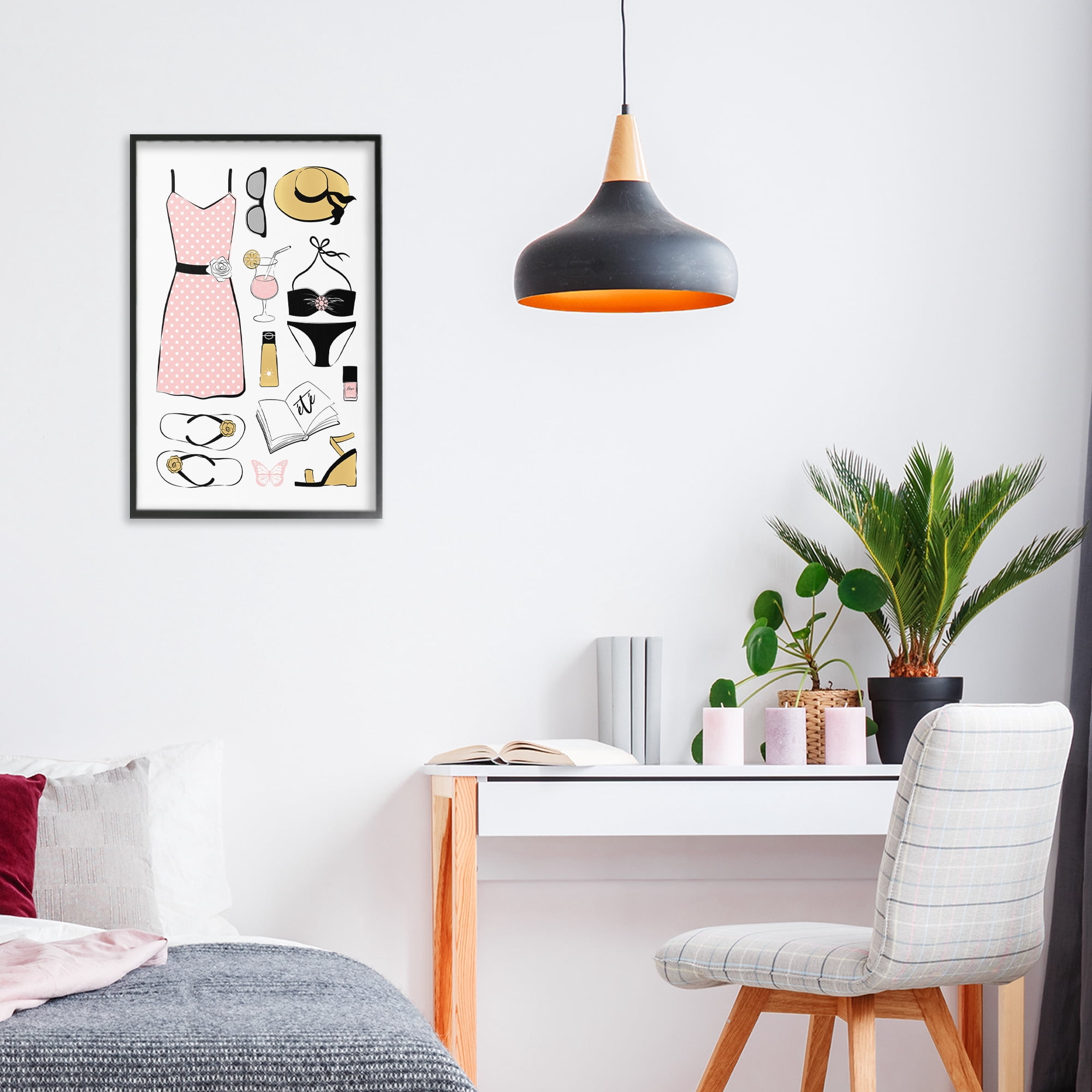 Stupell Industries Summer Vibes Necessities Black Framed Giclee Art, design by Martina Pavlova