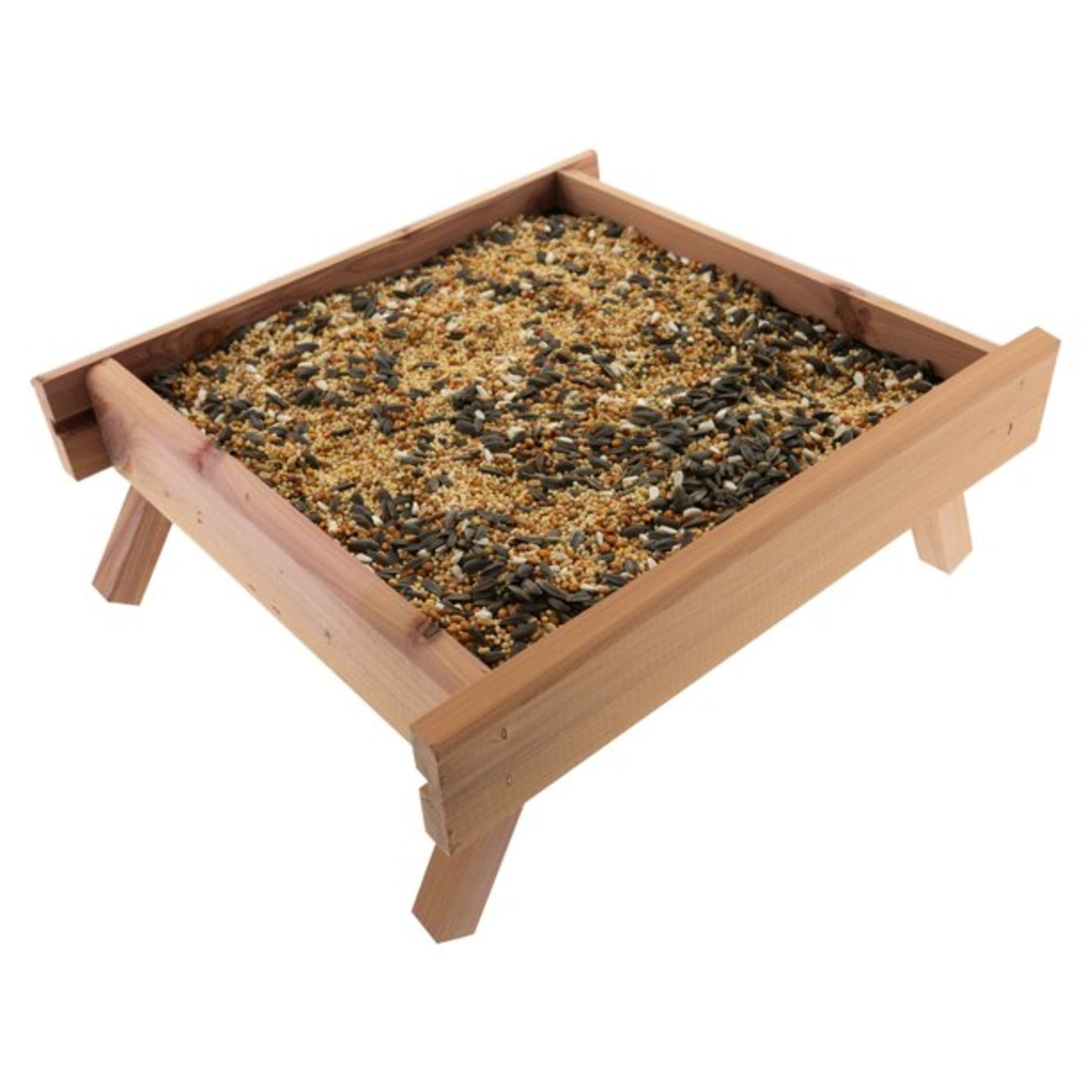 Pennington Red Cedar Wild Bird Ground Feeder, 12" Square, with Legs