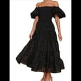 thumbnail image 3 of Vestidos Largos de Mujer con Escote Cuadrado, Corta Abullonada y Fruncido, Corte A, con y Fruncido. Negro M, 3 of 10
