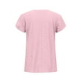 thumbnail image 3 of WIZUTIZ Plus Size Tops for Women Sales Cotton Soft T-shirt Solid Breathable Plus Size Short Sleeve Tshirts Flowy Ladies Blouse Ultra Soft Loose Fit Tee Fashion Vintage V-Neck Tops Hot Pink, 3 of 6
