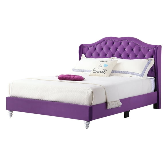 Joy Jewel Purple Jewel Tufted Queen Panel Bed