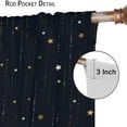 thumbnail image 6 of Night Starry Sky Curtains, Golden Space Stars Fantasy Galaxy Universe Black Cosmic with Gold White Star Rain Print Window Curtains for Kids Bedroom Living Room 84x84in, 6 of 6