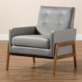 thumbnail image 3 of Bowery Hill Mid-Century Velvet Fabric Upholstered and Brown Finished Wood Chair, 3 of 8