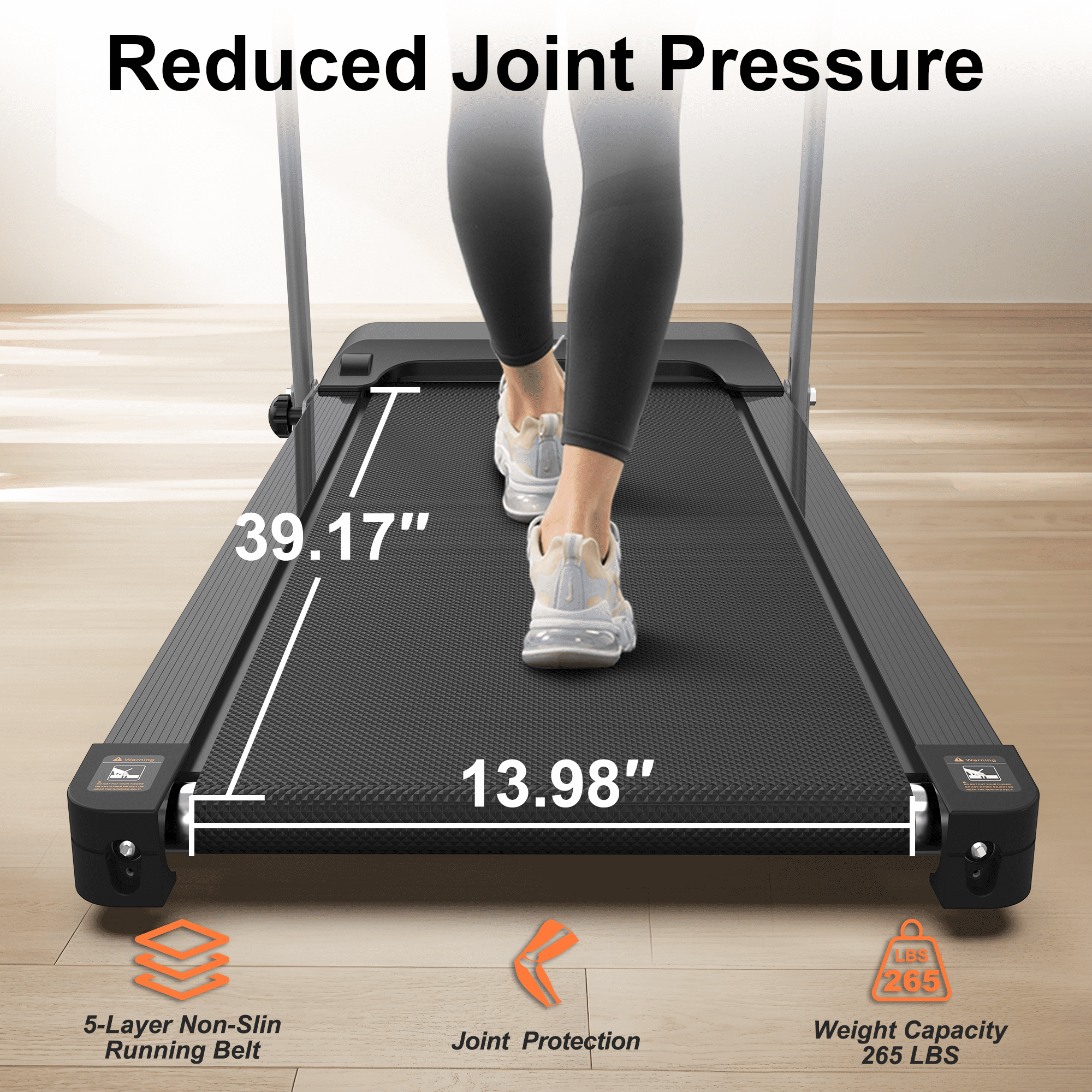 OBENSKY Foldable Electric Treadmill for Home, 2.5HP Quiet Portable Folding Small Treadmill, 7.5 MPH, LCD Display, Heart Rate Senso