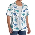 thumbnail image 4 of Vsdgher Party Shark Cute Print Men's Wrinkle Free Untucked Cuban Shirt Business Casual Button Down Shirts Short Sleeve Shirt, 4 of 7