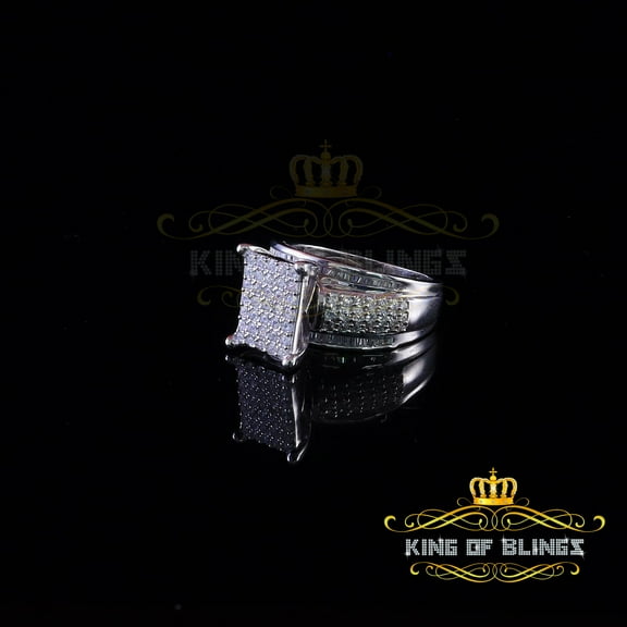 King of Bling's Cubic Zirconia 2.25ct White Silver Cinderella Women's Ring Size 7