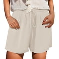 thumbnail image 2 of Running Shorts for Women Fashion High Waist Straight Leg Sport Casual Loose Fit Drawstring Elastic Waist Leisure Bermuda Cargo Board Gym Beige Bottoms Sizes XL, 2 of 5