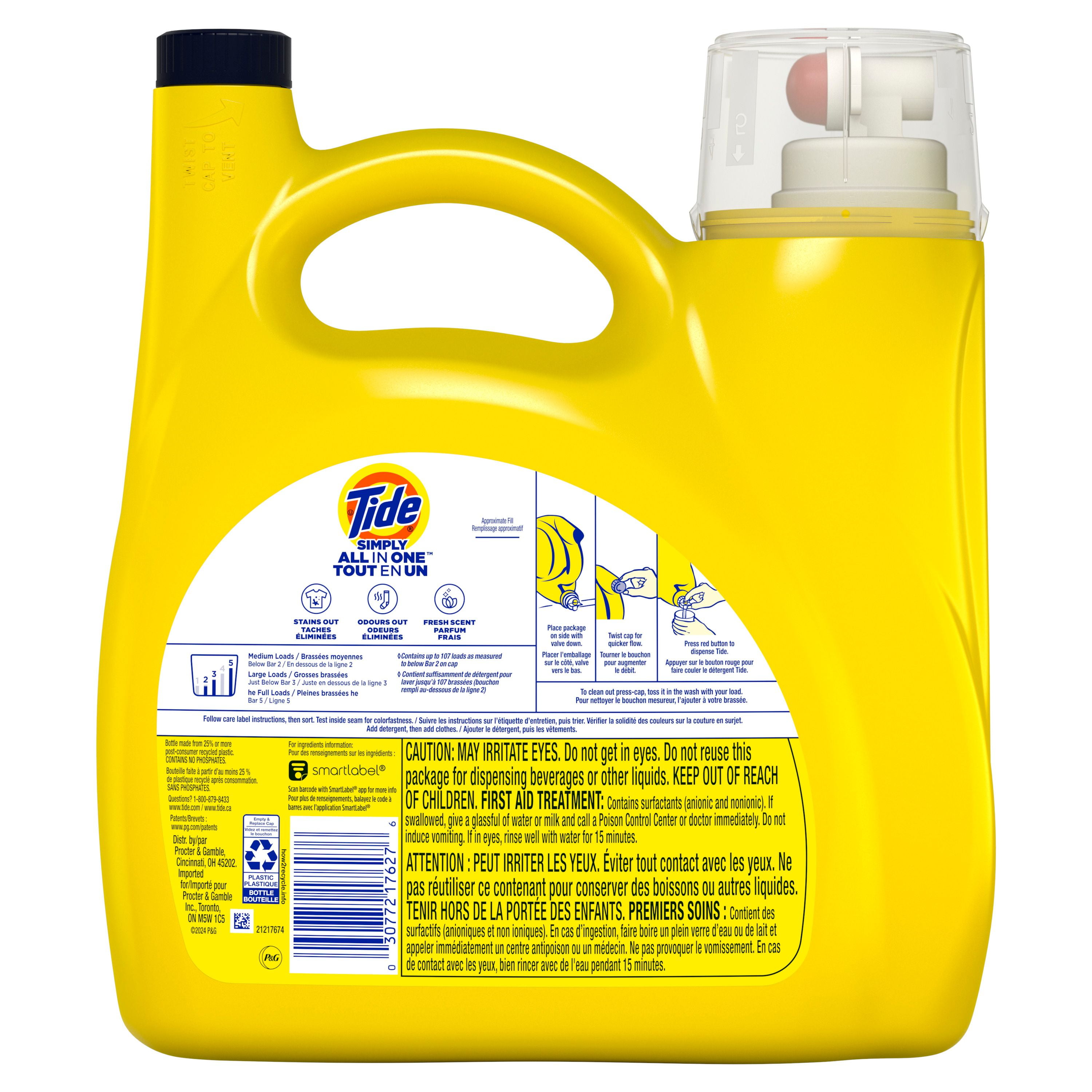 Tide Simply All-In-One Liquid Laundry Detergent, Orange Blossom Scent, 107 Loads, 4.16 L, TIDE TD SMPLQ HEC OB107LD