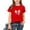 Red, variant on Kids Girl T-Shirt Red Cute Bow Print Short Sleeve Tee Soft Stretch Casual Crewneck Kids Top,Size 2-3 T