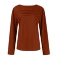 thumbnail image 3 of LISTHA Womens Long Sleeve T Shirts Fashion Pleated Tops Crew Neck 2025 Blouses Dressy Trendy Tunic Tops Light Brown 2L, 3 of 6