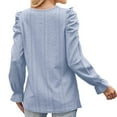 thumbnail image 3 of Ankola Womens Eyelet Embroidery Tops 2024 Puff Long Sleeve Crew Neck Blouses Casual Solid Pullover Loose Basic Tee Shirt, 3 of 4