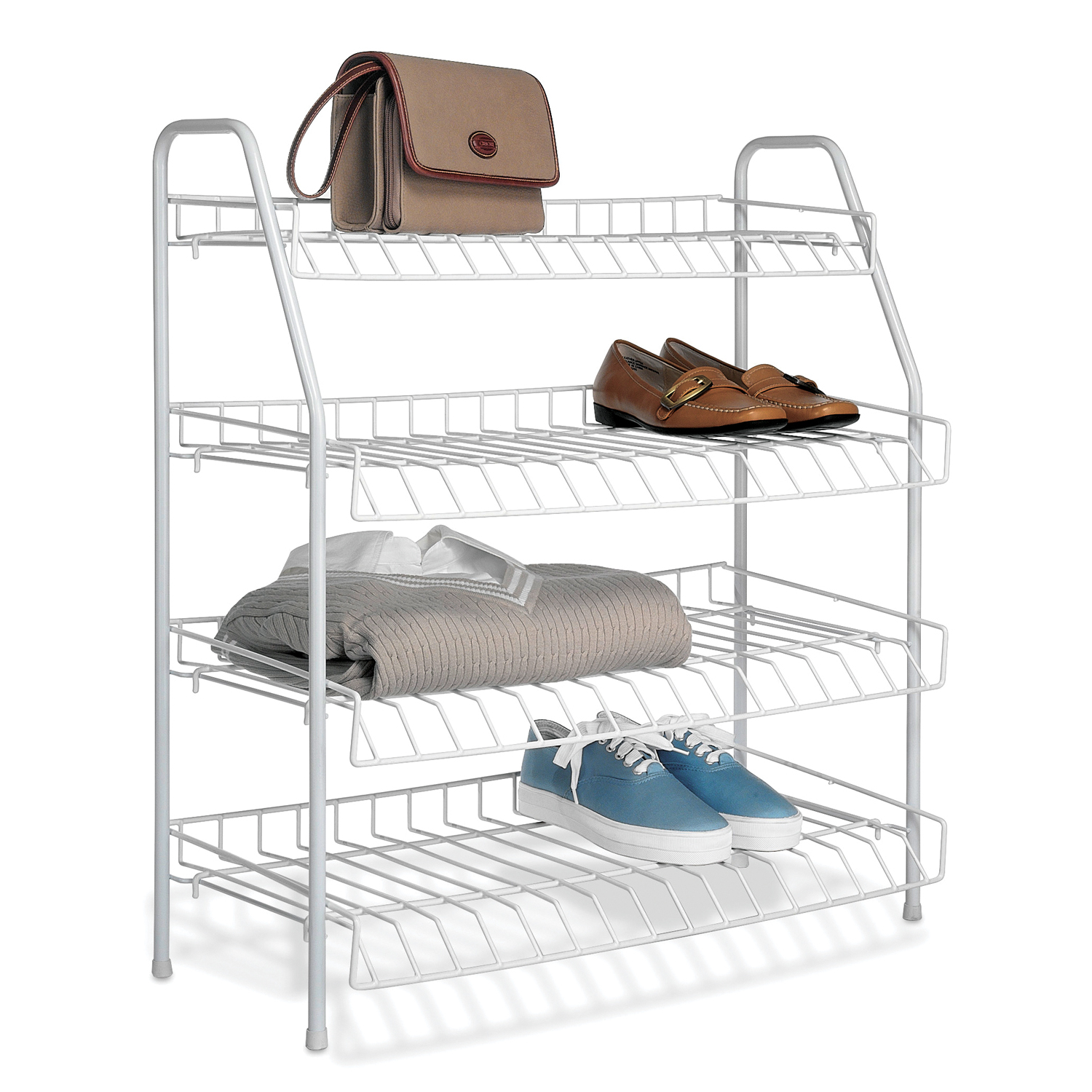Whitmor 4-Tier Accessory Shelves Shoe Rack, Metal, White - image 4 of 8