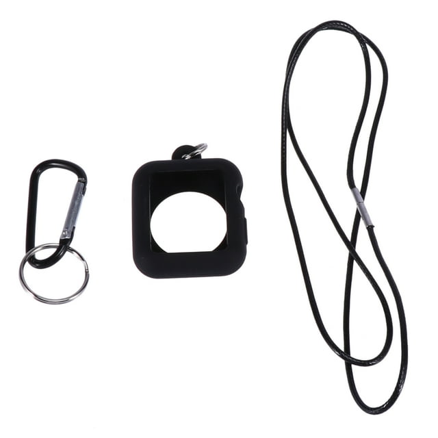 EeaseCA 42MM Silicone Pendant Case Necklace Hanging Set For Apple Watch Use Watch Accessories(Black)