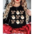 thumbnail image 3 of Santa with Leopard Print Hats and Coquette Bows Sweatshirts Christmas Pullover Black Sweatshirt Adult Medium, 3 of 4