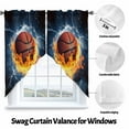 thumbnail image 4 of Swag Curtains Valances for Windows, Fire and Ice Basketball Sports Short Kitchen Window Curtains Over Sink, Blue Cafe Curtains Panel Set Of 2,Rod Pocket, 36 Inches Length, 4 of 8