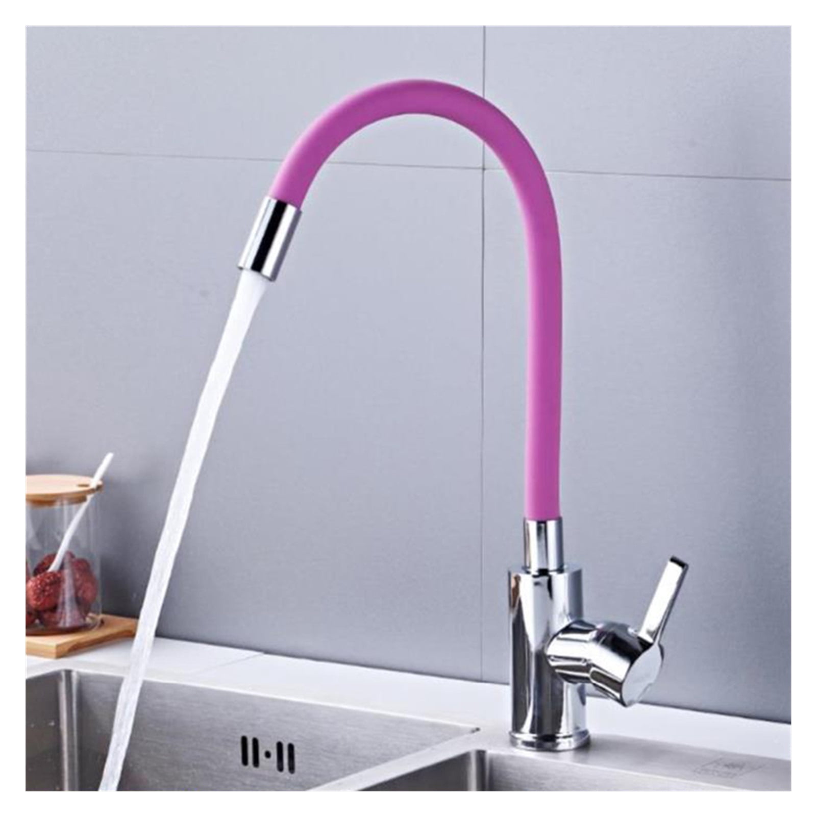 Silica Gel Nose Kitchen Sink Faucet Multiple Colors Available Hot Cold Water Mixer Tap Any Direction Rotating Deck Mount ,Effortless Installation