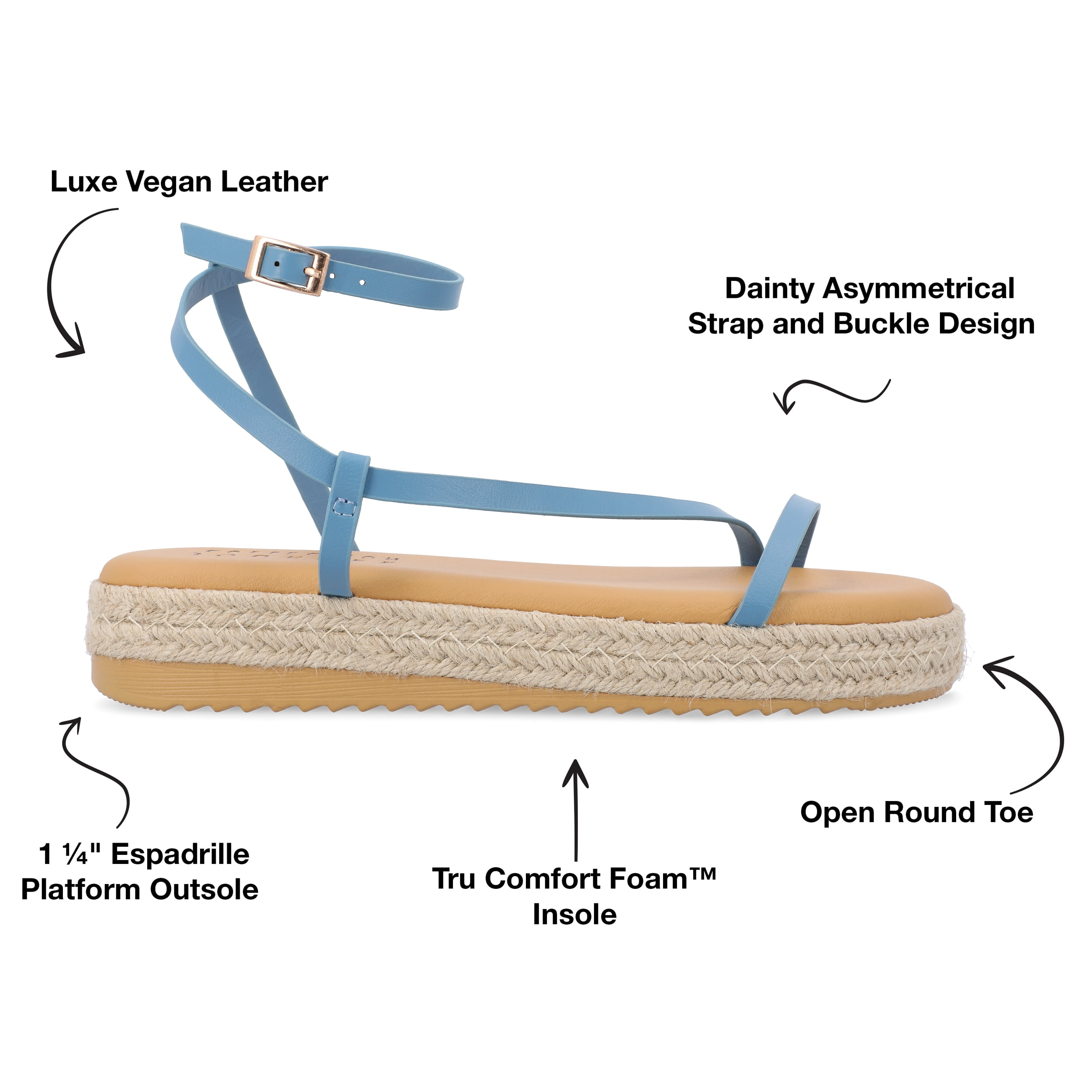 Journee Womens Odelia Buckle Espadrille Sandals