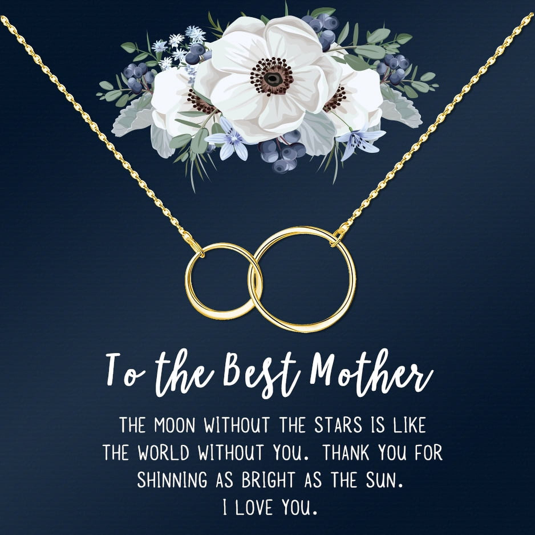 Personalized Card and Necklace for Mother's Day, Custom Card and Necklace for Mom, Jewelry Gift for Mom, Custom Card and Jewelry For Mom, Gift for Her [Gold, No-Personalized Card]