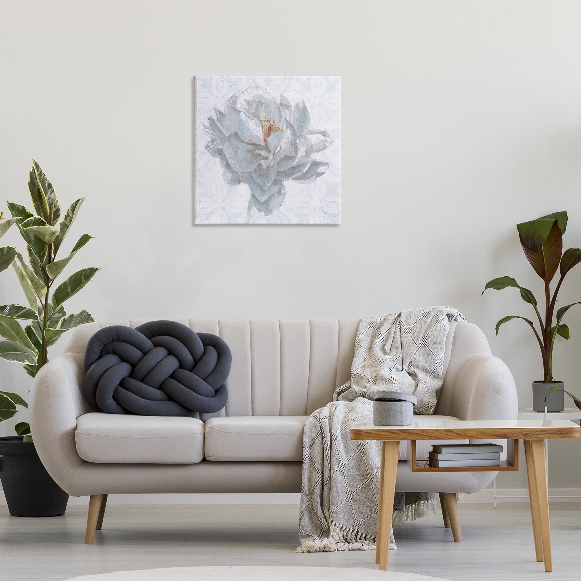 Stupell Industries White Sublime Peony Botanical & Floral Painting Gallery Wrapped Canvas Art Print Wall Art, 24 x 24