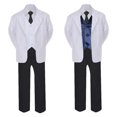 thumbnail image 2 of 6pc Boy Formal Necktie Black White Suit Set Satin Color Vest Baby Sm-20 Teen, 2 of 3