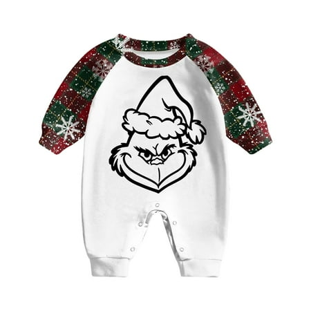 

Clearance Before Christmas！Gotyou Family Grinch Pajamas Christmas Prints Family Matching Long Sleeve Tops+Pants Set Family Matching Sets