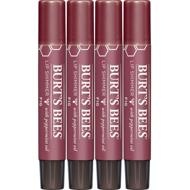 Set de bálsamo labial Burt's Bees Shimmer Fig Lip Balm Stick, paquete de 4