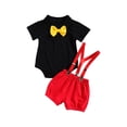 thumbnail image 3 of Bmnmsl Boy Set Short Sleeve Bow Tie Romper with Suspenders Shorts, 3 of 6