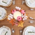thumbnail image 5 of Fall Candle Ring,Artificial Maple Leaves Pumpkins Decorative Wreaths,Berry Wreath for Pillar Candle Holder,Candle Ring for Halloween Centerpieces and Farmhouse Table Decor,7.48 inch(Pink), 5 of 8