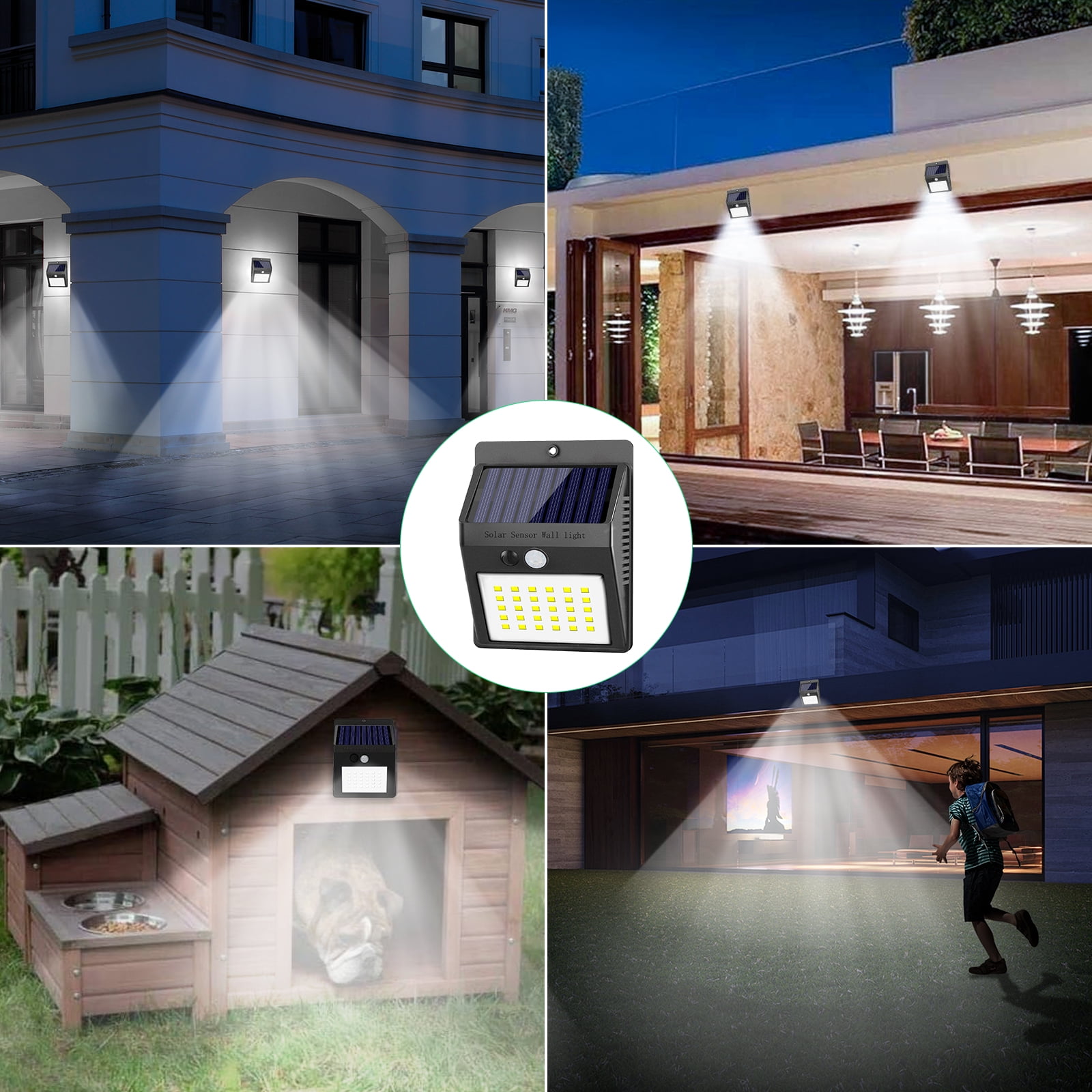 IJIL Solar Outdoor Lights - 30 LED Wireless Waterproof Motion Sensor Outdoor Light for Garden Fence Yard Deck Garage, 4Pack