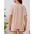 thumbnail image 2 of SMZ Women's Pajama Sets Soft Comfy Lounge Set Loose Casual Stretch Loungewear Short Sleeve Top and Shorts with Pocket, 2 of 5