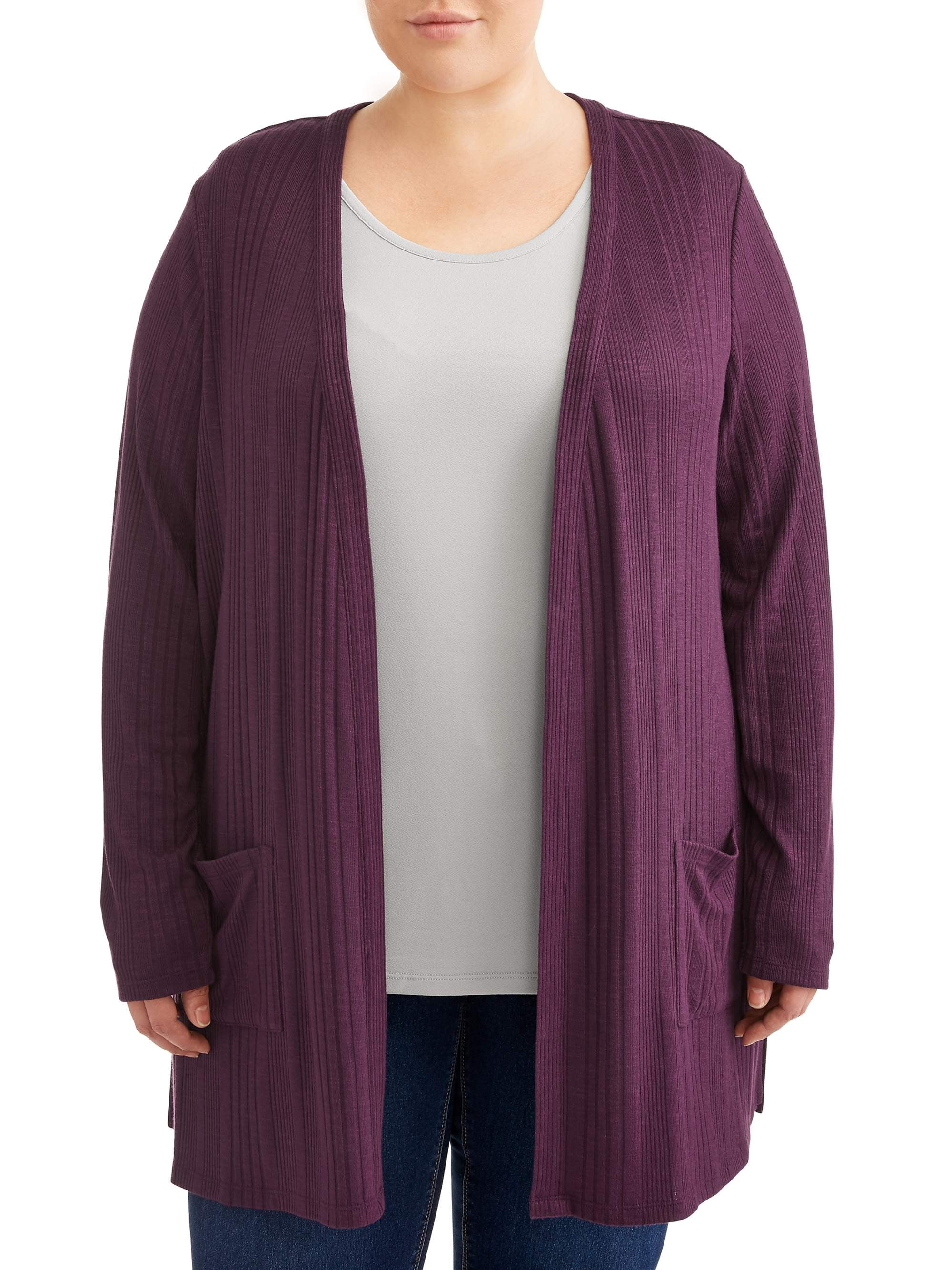 Terra /& Sky Women/'s Ribbed 2Fer Cardigan with Scoopneck Tank Top 2X 20W-22W