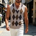 thumbnail image 4 of Baeitkot Men's V-Neck Sleeveless Top Men's Colorblock V-Neck Sleeveless Knit Sweater Casual Layering Top Khaki Free Size, 4 of 6