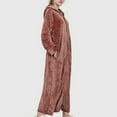 thumbnail image 5 of Lovskoo Flannel Bathrobe for Women Winter Warm Nightgown Home Color Long Dress Extended Hooded Dress Loungewear Coffee, 5 of 7