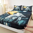 thumbnail image 3 of Homewish Western Magic Wolf Twin Sheet Sets for Kids, Psychedelic Moon Sun Twin Fitted Sheet, Rustic Jungle Flat Sheet, Breathable Home Decor, 3pcs, 3 of 7