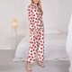 thumbnail image 3 of Balery Cartoon Strawberry Conjunto de Pijama con Estampado para Mujer, Conjunto de Dos Piezas con Manga Larga, Ropa de Dormir Suave con Bolsillos, Pijamas Cómodos-Large, 3 of 7