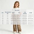 thumbnail image 2 of Girls Plaid Pants with Pockets Casual Baggy Elastic Waist Drawstring Fall Fashion Kids Wide Leg Pants Beige 5T, 2 of 5