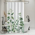 thumbnail image 2 of Small Half Size Stall Shower Curtain with 6 Hooks Shower Stall Curtain 36 x 72 Plant Sage Green Leaves 36 inch Shower Curtain for Bathroom/RV and Camper (Green Leaves), 2 of 6