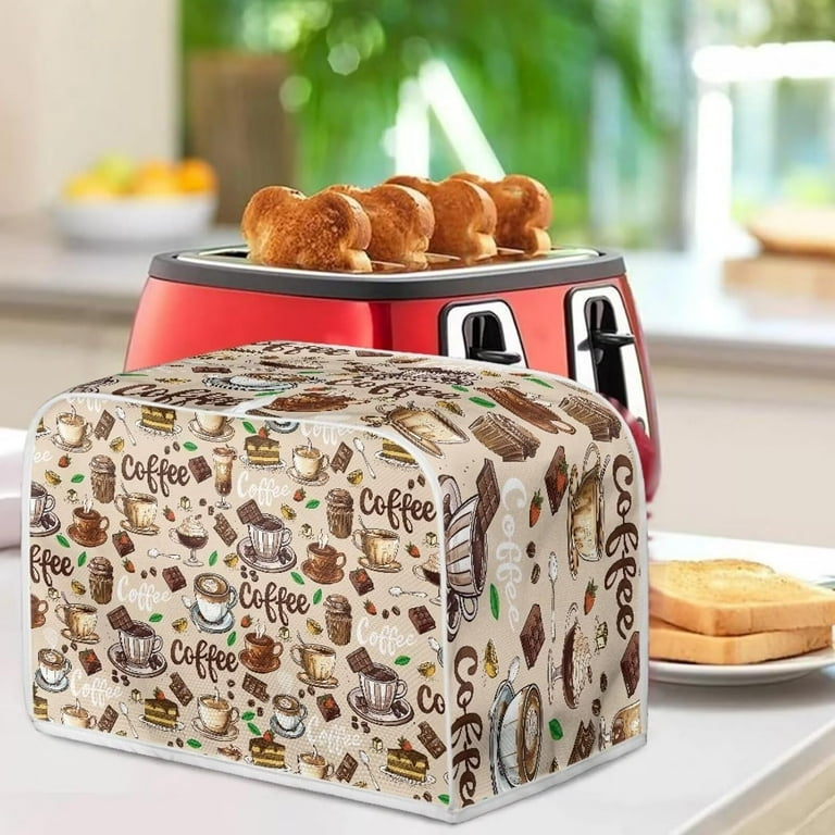 Coffee Cup Patterns Slice Toaster Cover Wide Slot,Bread Maker