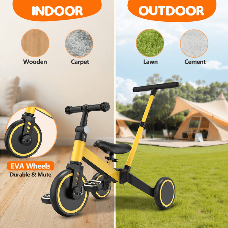 4-in-1 　tkc TNTANTS 4 in 1 Toddler Tricycle, Adjustable Seat, Push Handle