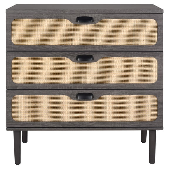 SAFAVIEH Irelia Coastal Style 3 Drawer Chest, Distressed Black (31.1 in. W x 18.3 in. D x 32.4 in. H)