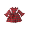 thumbnail image 6 of Cute Toddler Baby Girls Christmas Xmas Plaid Clothes Long Sleeve Lace Tutu Party Romper Dress Xmas Outfits, 6 of 6