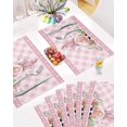 thumbnail image 5 of Easter Placemats Set of 4, Bunny Ears Gnomes Placemat for Dining Table Decorations, Easter Eggs Pink Check Plaid Place Mats, Spring Table Mats for Kitchen Dinner Seasonal Holiday Party Decor, 5 of 6
