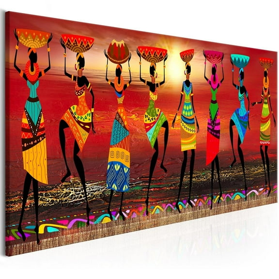 Tiptophomedecor Abstract Canvas Wall Art - African Women Dancing - Stretched & Framed Ready To Hang Art