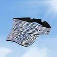 thumbnail image 2 of Sombrero con visera y diamantes de imitación brillantes, protección solar, gorra de visera ajustable a la moda. En blanco y negro, 2 of 9